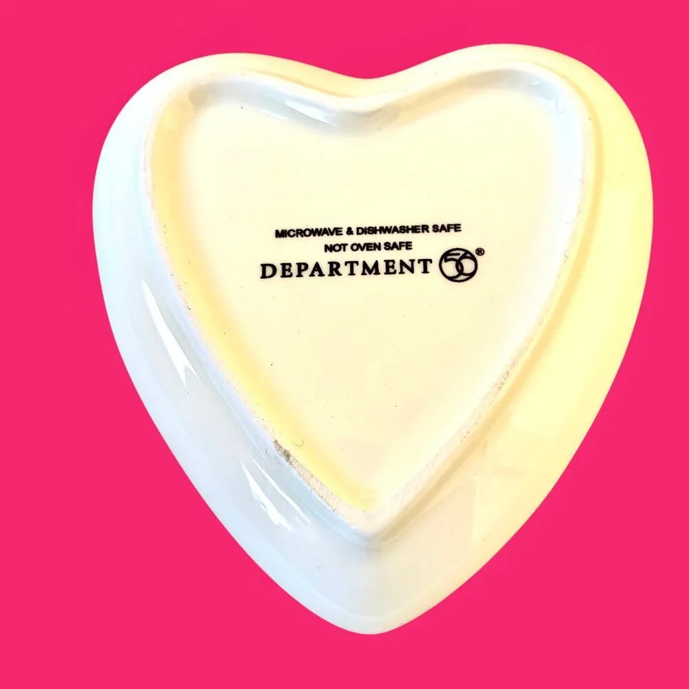 Department 56 Ceramic Trinket Dish Plate Heart Flowers Set of 3